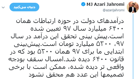 وزیر ارتباطات اولین منتقد بودجه ۹۷ + تصاویر