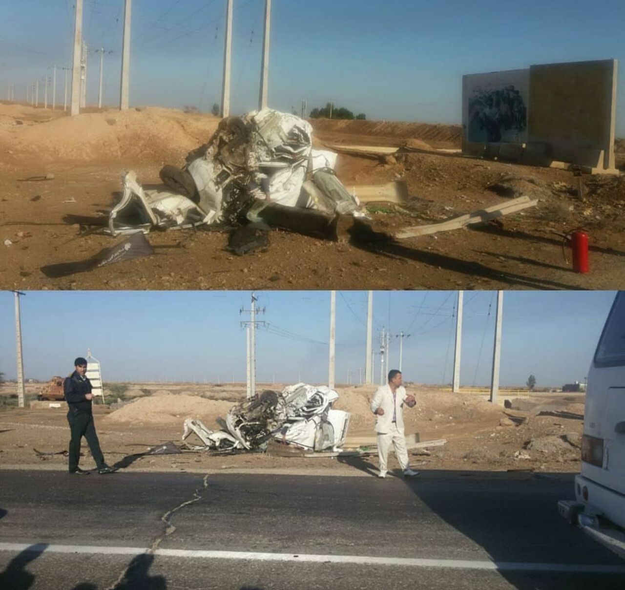 عکس/ خودروی تیبا بعد از تصادف با تریلی