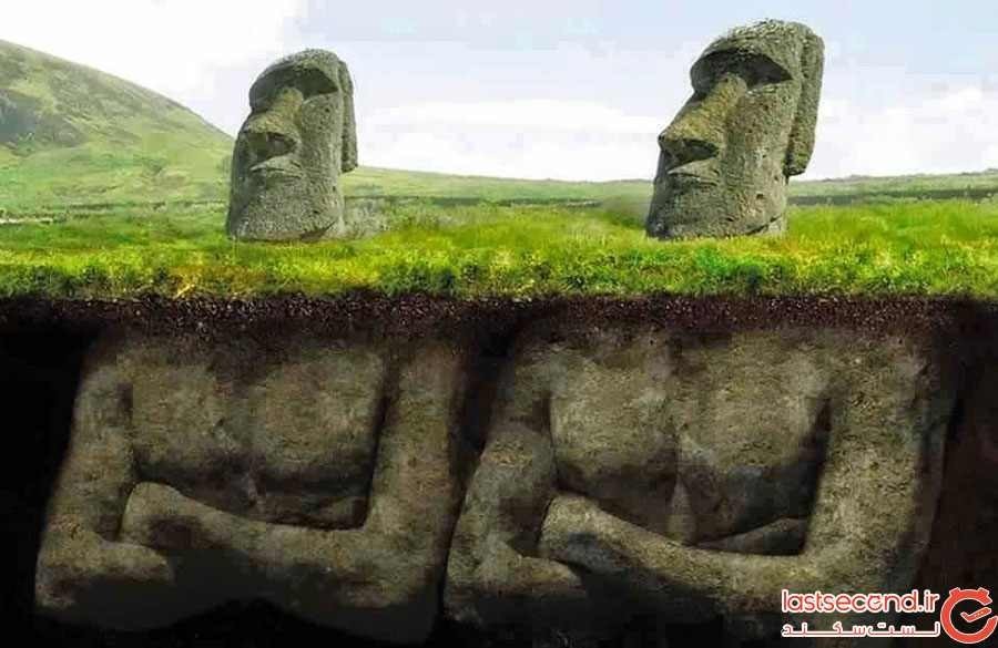 نیمی از مجسمههای سر معروف شیلی، زیر زمین بوده است نیمی از مجسمههای سر معروف شیلی، زیر زمین بوده است