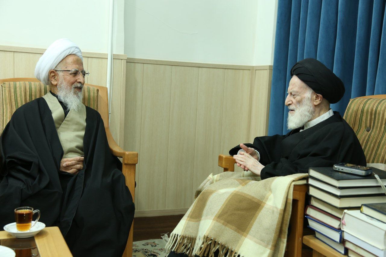 تصویر/ دیدار ایت الله جوادی آملی با ایت الله شبیری زنجانی