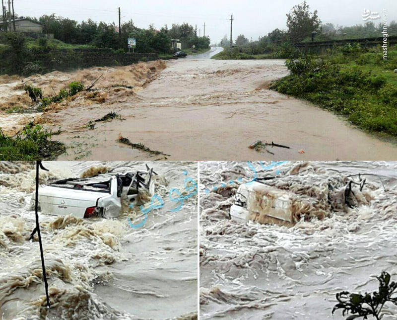 سقوط خودرو با ۴سرنشین به داخل رودخانه